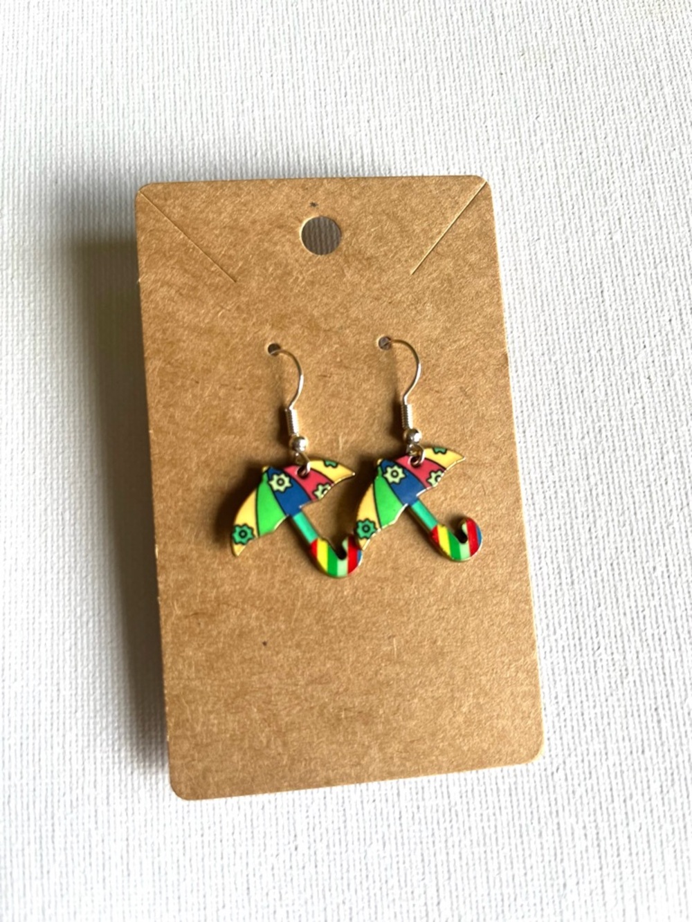 2/$15- Rainbow Umbrella Dangle Earrings Handmade